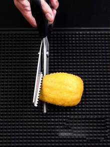 1pc Stainless Steel Serrated Scissors, Orange/Lemon Peel Shaped Edged Cocktail Citrus Zester Cutter - Black - View 5