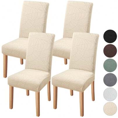 6 PIEZAS Fundas de silla de comedor a prueba de salpicaduras de estilo jacquard elástico, removibles y lavables a máquina, protectores de asiento de cocina para decoración de muebles de sala de estar, restaurante, hotel, club y bar