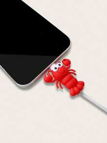 Cartoon Lobster Silicone Data Cable Protector Case Compatible With Apple Charging Cable - Red - View 2