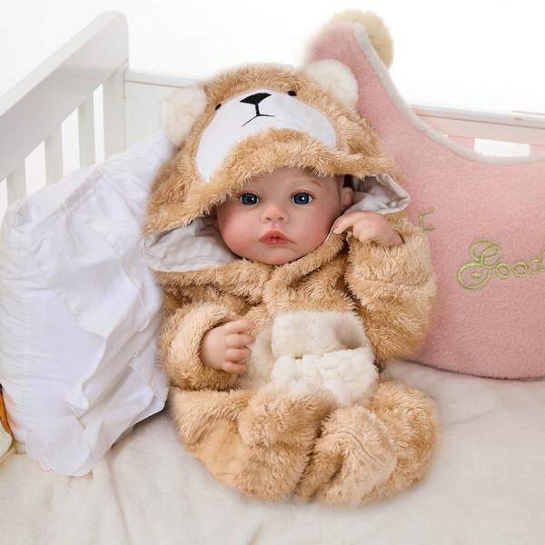 Adoable 19'' Plush Brown Bear In Bear Suit With Big Eyes, Handcrafted Realistic Touch, Includes Complete Feeding Accessories And Gift Box- Great Gift For Kids Aged 3+, Perfect Birthday/Christmas/Halloween/Easter Gift