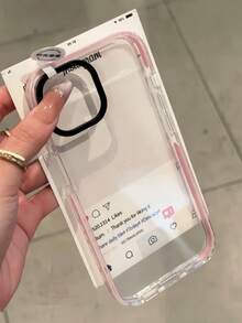 Apple Three In Solid Color Shock Absorption And Anti Drop Edge Color Adhesive Strip Pink/Black, Transparent TPU Soft Shell Compatible With Iphone 11 12 13 14 15 X/XS XR XSMAX PRO/PLUS/PROMAX Waterproof Scratch Resistant