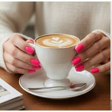 Halloween Best-Selling Homemade Minimalist &  Short Square French Neon Pink Removable Press-On Nails