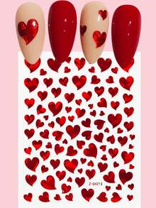 1sheet Heart Pattern Nail Art Sticker Nail Stickers DIY - Red - View 2