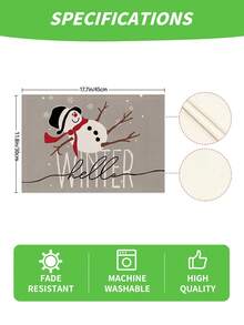 1 pièce/4 pièces/6 pièces/60 pièces Sets de table en lin bonhomme de neige de Noël, sets de table d'hiver de Noël, Joyeux Noël, convient pour la maison, le restaurant, la décoration de table à manger, articles ménagers