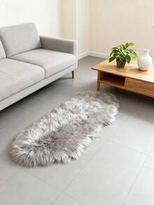 1pc Luxury Light Gray/Coffee Long Plush Rug, Nordic Style Long Plush Rug Mat, Asymmetrical Size With 1-5cm Cutting Error, Bedroom Bedside Mat, Christmas Gift, Bay Window Blanket, Soft Decorative Carpet, Bedroom Decor, Small Rug, Carpet, Home Decor, Living Room Rug, Living Room Small Rug, Bedroom Rug, Living Room Home Decor, Outdoor Rug, Washable Rug, Fleece Rug, Furry Rug, Autumn/Winter Rug, Thick/Plush Kitchen Rug