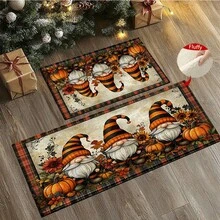 1 set/1 pièce/2 pièces Tapis de porte antidérapant avec motif d'automne, de citrouille et de nain. Tapis de porte en super fibre antidérapant, convient pour la décoration de fête de Thanksgiving, la cuisine, la salle de bain, la salle à manger, la chambre à coucher. Peut être offert comme cadeau de Thanksgiving.