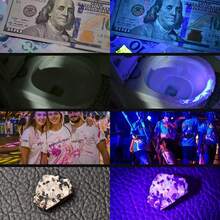 PEETPEN Lampara Luz Negra, Luz Ultravioleta Recargable,Lámpara Impermeable 395nm para Detector Orina de Perro/Gato, Manchas Secas, Chinches, Curado de Resina y Detector de Escorpiones - 1 - Ver 8