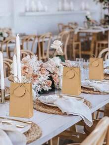 10/20pcs Retro Kraft Paper Bag With Ribbon And Tag, Gift Packaging Box For Wedding Birthday Favor, Christmas Party, Mother's Day, Graduation Gifts, Valentine Day, Party Decor (Paper Box + Tag + Hemp Rope)