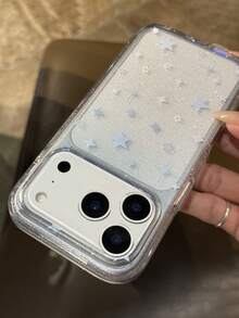 闪亮星空透明防震手机壳，兼容 17 Pro Max、17 Pro、17 Air、17、12、13、14、15、16 Pro Max、14 Plus、15 Plus、16 Plus、11，漩涡图案后盖 - 藍星星 - 查看 3