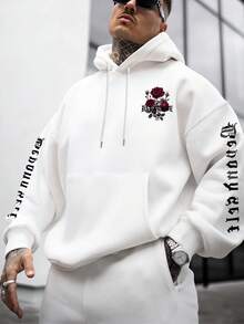 Men's Fleece Hoodie With Pocket, Printed Design, Autumn/Winter, Long Sleeve Top