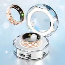 Smart Ring With Crystal Charging Case - Fitness And Sleep Tracker, Step, Distance And Calories Monitor, Magnetic Charging - Stylish Stainless Steel Design For Women, Birthday Gift - Enamel - View 6