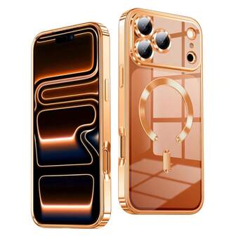 Hadaasi 1pc Ultra-Thin Transparent Phone Case, Compatible With IPhone 17 Pro Max, Supports Wireless Charging, Built-In Camera Protection Cover, Shock-Proof Protective Case, Soft Electroplated Magnetic Cover, Compatible With 17pro/17promax/17Air/17/16pro/16promax/16plus/16/16E