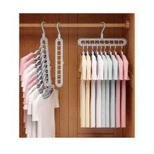 2pcs/4pcs 9-Hole Multi-Functional Rotating Folding Clothes Hanger With Storage Shelf, Decorative Organizer For Dresses, Pants, Shoes, T-Shirts, Jeans, Winter Clothes, Dresses