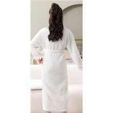 1 pieza Bata de franela con cuello en V, manga larga y cinturón en la cintura, elegante y unisex, suave y absorbente, adecuada para ducha, hotel, piscina, salón, uso personal, regalo
