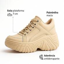 Buffalo Women's High Platform Sneakers Tractor Shoe 7cm High Promotion - 米色 - 查看 8