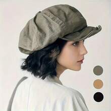 Ladies' Retro Painter Beret - Breathable And Comfortable, Suitable For Spring And Summer Seasons, Suitable For Daily Wear, Travel, And Festival Gifts, Travel Accessories | Retro Style Hat | Texture - 黑色 - 查看 4