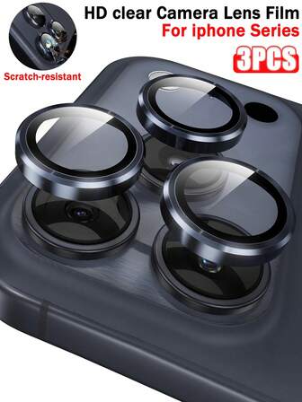 3 片相机镜头保护膜适用于 iPhone17 Pro/17 Pro Max/16/15/14，钢化玻璃屏幕保护膜适用于金属外壳（深蓝色）