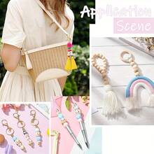 15/25/35/40pcs 20mm Happy Face Wooden Beads, Suitable For DIY Jewelry, Bracelets And Keychain Crafts - Beige - View 6