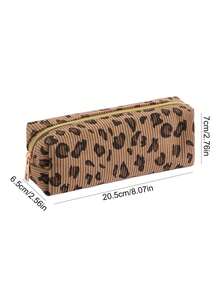 1/4 Packs Corduroy Pencil Case With A Leopard Print Design, Smooth Zipper, Durable And Easy To Clean, Resistant To Scratches, Retro Plush Color. It's A Small Item Storage Bag - Multicolor - View 13