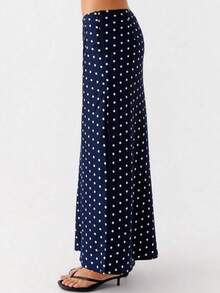 Women's Polka Dot Skirts Set Sleeveless Halter Neck Slim Fit Crop Top Bodycon Maxi Skirt Sets Summer Outfits - 藍色 - 查看 4