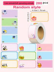 280 piezas de pegatinas con nombres de dibujos animados, pegatinas de etiquetas coloridas para estudiantes en la temporada de regreso a la escuela, pegatinas cuadradas escritas a mano sin adhesivo - Multicolor - Ver 10