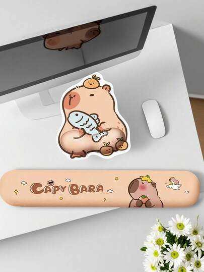 Cute Non-Slip Capybara Mouse Pad With Wrist Rest, High-Quality Keyboard Hand Pad For Office/Computer, Suitable For Women