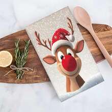 2 pièces/100 pièces Tissu de cuisine à motif de cerf, convient pour la décoration intérieure des restaurants, cuisines et salles de bains, la décoration de banquet, les cadeaux de fête et peut être offert en cadeau