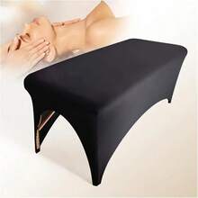 NIMBUSKNIT 1/2pc 6FT Professional Spa Bed Cover - Heavy-Duty Elastic Lash & Massage Bed Protector, Stretch-Resistant & Wrinkle-Free, Salon Essential, Stylish Design, Smooth Texture, Machine Washable, Suitable For Massage, Waxing, Tattooing, Great For Salon Setup, Comfortable & Clean - màu đen - Xem 13