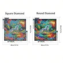 1 buc. JOZYSH Kit de pictură cu diamant 5D DIY, 39,88x39,88 cm, acrilică fără ramă, cu burghiu complet, artă cu unicorn, diamante rotunde și pătrate, temă cu animale, decor de perete lucrat manual pentru acasă și birou, cadou artizanal
