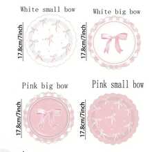 أدوات المائدة الورقية القابلة للتخلص منها ذات موضوع الفيونكة الوردية، 8 قطع أطباق ورقية وردية قطر 7 بوصة و9 بوصة للاستخدام مرة واحدة، 16 قطعة من المناديل ذات شكل الفيونكة مناسبة لحفلات الموضوع الوردي، ديكور الحفلات، ديكور عيد الميلاد، هدايا عيد الميلاد، ديكور المطبخ، ديكور كشف نوع الجنين، ديكور استحمام الطفل، أنشطة عائلية في المناسبات، مجموعة لوازم ديكور الحفلات