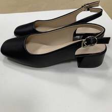 Eleganckie, wsuwane czółenka z kwadratowym noskiem, 4 cm grubości, modne, jednokolorowe, o fakturze owczej skóry, duży rozmiar, odpowiednie na spotkania, imprezy, uniwersalne, pasujące do każdego stylu ubioru, niezbędne na zakupy, do pracy i dojazdy do pracy