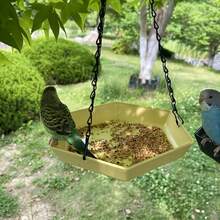 Polygonal Hanging Bird Bath - Two-In-One Feeder And Bath (Rust-Resistant Metal Frame) | Suitable For Parrots And Wild Birds | Garden Birdwatching Station | A Must-Have For Nature Lovers