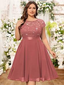 Đầm dạ hội dáng chữ A bằng chiffon, phối ren đính sequin và bèo nhún, thích hợp cho lễ tốt nghiệp, dạ hội, các dịp bán trang trọng, dự đám cưới, sinh nhật, lễ hội trường và nhiều dịp khác. - Bụi hồng - Xem 7
