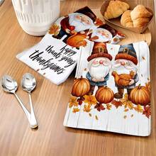 2 pièces/100 pièces Set de serviettes de cuisine avec motif d'automne, de nain et de citrouille, convient pour restaurant, cuisine, salle de bain, décoration intérieure, décoration de fête, cadeau de vacances, peut être offert comme cadeau de Thanksgiving