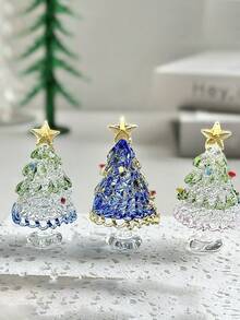1pc Colorful Mini Crystal Christmas Tree Crafts Decoration,For Christmas Miniature Scene Decor,Mini Tabletop Decor,Car Center Console Decoration,Christmas Home Decor,Parties Atmophere Decor,Festival Christmas/Thanksgiving/New Year Gift,Christmas Stocking Fillers,Office Desk Decor,Pink Christmas Decorations,Christmas Table Decoration,Stocking Fillers