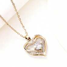 1 PC Romantic Cubic Zirconia Heart Necklace Pendant For Women Valentine's Day Gift Wedding Jewelry