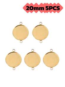 10pcs Stainless Steel Gem Tray Pendant, Double Hole Round Gem Base, Stainless Steel Convex Inlaid Base, Suitable For Jewelry Making, Necklace, Earrings, Bracelet, Anklet, Ideal For Holiday Gifts, Christmas, New Year