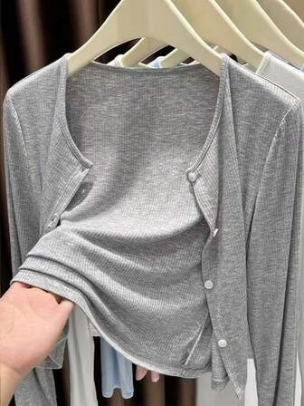 1 st asymmetrisk stickad kofta med knappar, långärmad, lätt ytterplagg med sjalkrage, svart/vit/grå/rosa för klänning