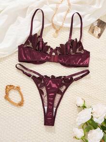 Women's Comfortable And Soft Embroidered Sexy Lingerie Set With Steel Rims, Heart-Shaped Design Women's Two Pieces Set And Adjustable Shoulder Straps Women's Bra And Underwear, A Daily Bra That Can Be Worn All Year Round,Christmas Gift