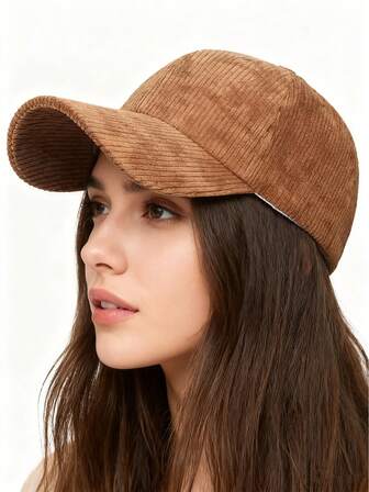 1 pieza Gorra de béisbol de pana unisex, sombrero de sol de felpa suave, gorra de camionero de unicolor versátil, adecuada para uso diario y actividades al aire libre