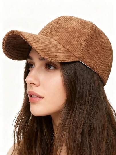 1pc Unisex Corduroy Baseball Cap, Soft Fleece Sun Hat, Versatile Solid Color Trucker Hat, Suitable For Daily Use And Outdoor Activities