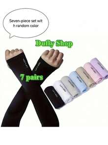 1/5/7pcs Unisex UV Protection Arm Sleeves, Cooling, Thumb Hole Design, Suitable For Various Occasions (7pcs Set Color Random) - Multicolor - View 12