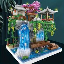 2160pcs Peach Blossom Lake Building Block Set, DIY Puzzle Toy Set, Suitable For Ages 14+, Great Christmas Gift, Made Of High-Quality Plastic