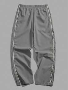 男士轻薄条纹休闲直筒裤，时尚高街百搭透气运动长裤，适合夏季 - 淺灰色 - 查看 5