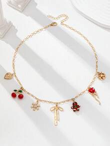 1 Pc Winter Snowflake Gingerbread Man Christmas Charm Necklace, Holiday Festive Xmas Necklaces Jewelry Gift For Women