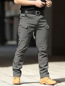 Pantalones tácticos impermeables para hombre X7 de tejido compuesto, pantalones de trabajo para exteriores, resistentes a la abrasión y transpirables - Gris - Ver 1
