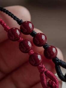 1pc Red Rope Woven Amulet Blessing Bracelet, Lucky Beads Bracelet For Women And Men, Lovers, Family, Friends, Suitable For Daily Wear - Cinnabar Red Rope - View 3