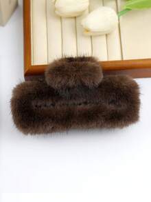 1pc Women's Large 13cm/5.11-Inch Mink Hair Acetate Hair Clip, Fashionable And Versatile, High-End Elegant And Simple Solid Color Hair Claws, Suitable For Daily Outings, Leisure, Parties, Commuting, Vacations, Face Washing, Makeup, Clothing Matching Summer Hair Clips, Hair Clutches, Hair Catchers, School Things, University Things Elegant Claw Clip Winter Hair Accessories