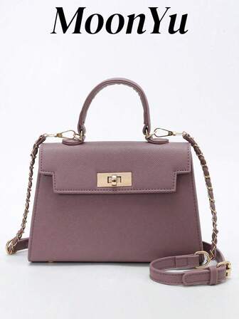 New Glossy Crocodile Pattern Women's Handbag, Large Capacity, Fashion & Elegant, Comes With Stylish Scarf, Can Be Worn As Shoulder Bag, Black