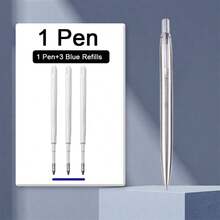 1. Caneta esferográfica prateada minimalista - Design portátil e escrita suave/Perfeita para estudantes e profissionais de negócios/Ferramenta de escrita essencial para escritórios e escolas elegantes/Recarga substituível